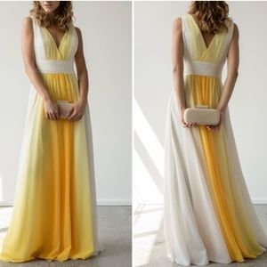 HALSTON - Lemon fade gown